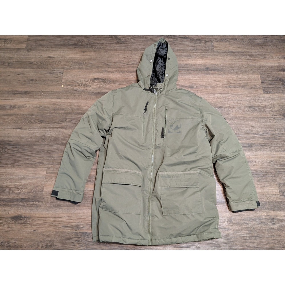 Ecko Unltd Mens Large Olive Green Heavyweight Hooded Parka Jacket Rhino Logo